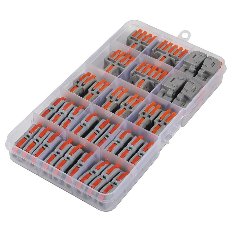 AiTrip 32Pcs Lever Wire Connectors, 1 in 1 Out/1 in 2 Out/ 1 in 3 Out/ 1 in 4 Out/1 in 5 Out DIY Mini Compact Splicing Assortment Quick Electrical Connector Kit for 24-12 AWG in a Box - Image 4